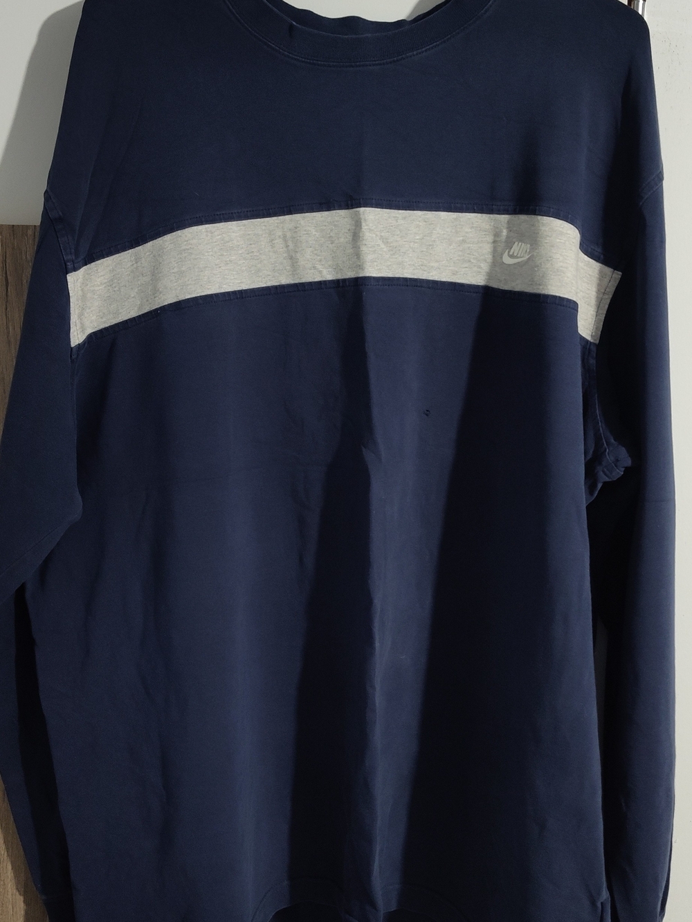 Nike Navy Crewneck Sweatshirt with Gray Chest Stripe